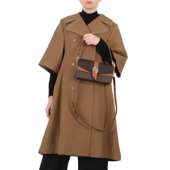 Michael Kors Greenwich Leather Monogram Convertible Shoulder Bag Brown/Acorn NWT - Picture 3 of 15